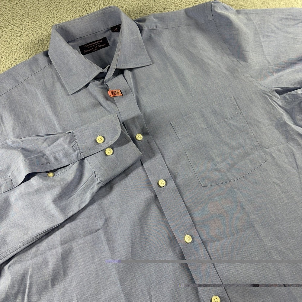 Andover Shop Dress Shirt Mens 16 1/2 / 42 / 35 Blue Seaward & Stearn London